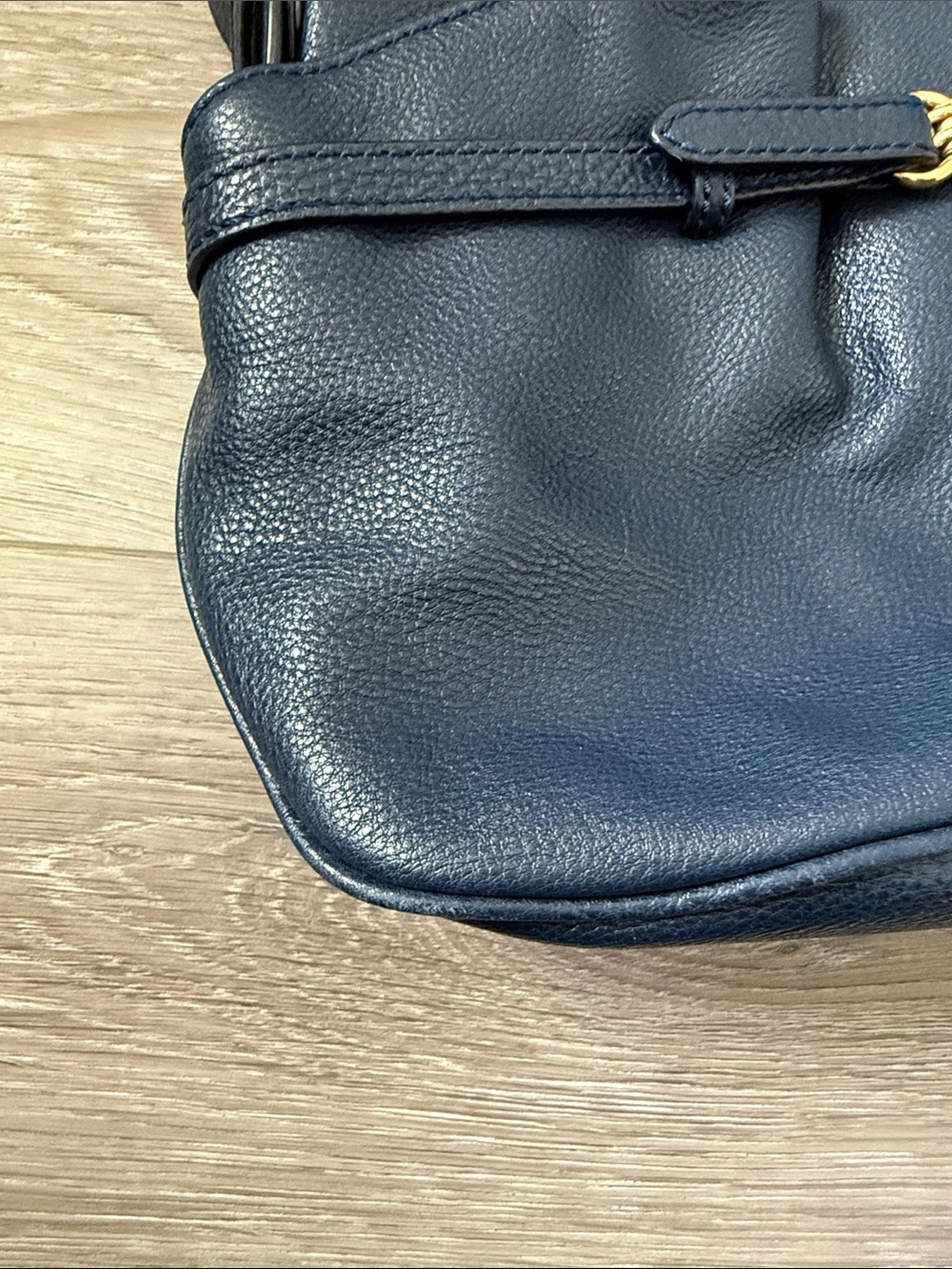 Marc by Marc Jacobs Navy Leather Shoulder Bag with Gold Bird Hardware - Picture 5 of 7